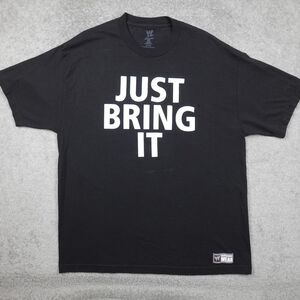 WWE Shirt Men's XL Black The Rock Just Bring It Logo Graphic Tee Two Sided